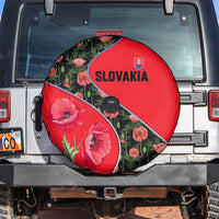 Slovakia Coat of Arms Spare Tire Cover with Red Poppy Flowers and Bold Flag Colors Design - Wonder Print Shop
