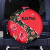 Slovakia Coat of Arms Spare Tire Cover with Red Poppy Flowers and Bold Flag Colors Design - Wonder Print Shop