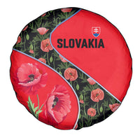 Slovakia Coat of Arms Spare Tire Cover with Red Poppy Flowers and Bold Flag Colors Design - Wonder Print Shop