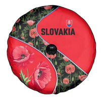 Slovakia Coat of Arms Spare Tire Cover with Red Poppy Flowers and Bold Flag Colors Design - Wonder Print Shop