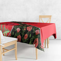Slovakia Coat of Arms Tablecloth with Red Poppy Flowers and Bold Flag Colors Design - Wonder Print Shop