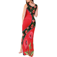 Slovakia Coat of Arms Tank Maxi Dress with Red Poppy Flowers and Bold Flag Colors Design - Wonder Print Shop