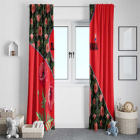 Slovakia Coat of Arms Window Curtain with Red Poppy Flowers and Bold Flag Colors Design - Wonder Print Shop