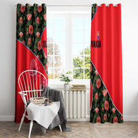 Slovakia Coat of Arms Window Curtain with Red Poppy Flowers and Bold Flag Colors Design - Wonder Print Shop