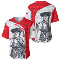 Juraj Janosik Slovakia Baseball Jersey with Folk Pattern Red White Legend Spirit