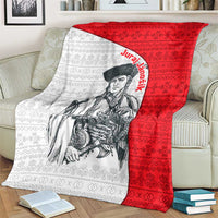 Juraj Janosik Slovakia Blanket with Folk Pattern Red White Legend Spirit