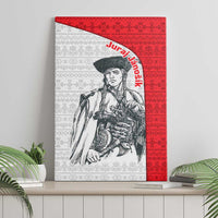 Juraj Janosik Slovakia Canvas Wall Art with Folk Pattern Red White Legend Spirit