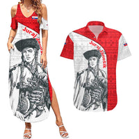 Juraj Janosik Slovakia Couples Matching Summer Maxi Dress and Hawaiian Shirt with Folk Pattern Red White Legend Spirit