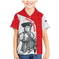 Juraj Janosik Slovakia Family Matching Mermaid Dress and Hawaiian Shirt with Folk Pattern Red White Legend Spirit