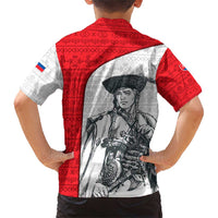 Juraj Janosik Slovakia Family Matching Short Sleeve Bodycon Dress and Hawaiian Shirt with Folk Pattern Red White Legend Spirit