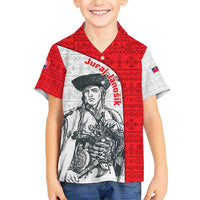 Juraj Janosik Slovakia Family Matching Short Sleeve Bodycon Dress and Hawaiian Shirt with Folk Pattern Red White Legend Spirit