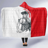 Juraj Janosik Slovakia Hooded Blanket with Folk Pattern Red White Legend Spirit
