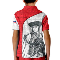 Juraj Janosik Slovakia Kid Polo Shirt with Folk Pattern Red White Legend Spirit