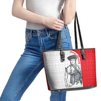 Juraj Janosik Slovakia Leather Tote Bag with Folk Pattern Red White Legend Spirit