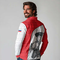 Juraj Janosik Slovakia Long Sleeve Polo Shirt with Folk Pattern Red White Legend Spirit