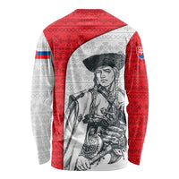 Juraj Janosik Slovakia Long Sleeve Shirt with Folk Pattern Red White Legend Spirit