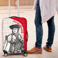 Juraj Janosik Slovakia Luggage Cover with Folk Pattern Red White Legend Spirit