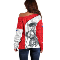Juraj Janosik Slovakia Off Shoulder Sweater with Folk Pattern Red White Legend Spirit