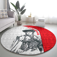 Juraj Janosik Slovakia Round Carpet with Folk Pattern Red White Legend Spirit
