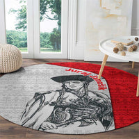 Juraj Janosik Slovakia Round Carpet with Folk Pattern Red White Legend Spirit