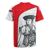 Juraj Janosik Slovakia Rugby Jersey with Folk Pattern Red White Legend Spirit