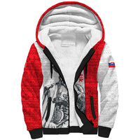 Juraj Janosik Slovakia Sherpa Hoodie with Folk Pattern Red White Legend Spirit