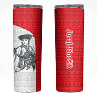 Juraj Janosik Slovakia Skinny Tumbler with Folk Pattern Red White Legend Spirit