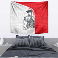 Juraj Janosik Slovakia Tapestry with Folk Pattern Red White Legend Spirit