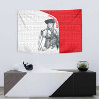 Juraj Janosik Slovakia Tapestry with Folk Pattern Red White Legend Spirit