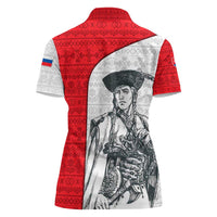 Juraj Janosik Slovakia Women Polo Shirt with Folk Pattern Red White Legend Spirit