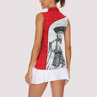 Juraj Janosik Slovakia Women Sleeveless Polo Shirt with Folk Pattern Red White Legend Spirit