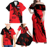 Slovakia Family Matching Off Shoulder Maxi Dress and Hawaiian Shirt with Red Black Falcon Claw No Mercy Spirit