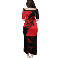 Slovakia Family Matching Puletasi and Hawaiian Shirt with Red Black Falcon Claw No Mercy Spirit