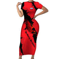 Slovakia Family Matching Short Sleeve Bodycon Dress and Hawaiian Shirt with Red Black Falcon Claw No Mercy Spirit