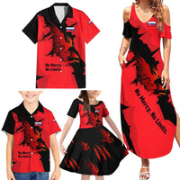 Slovakia Family Matching Summer Maxi Dress and Hawaiian Shirt with Red Black Falcon Claw No Mercy Spirit