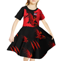 Slovakia Kid Short Sleeve Dress with Red Black Falcon Claw No Mercy Spirit