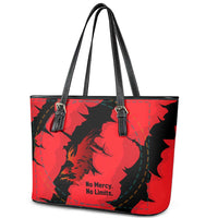 Slovakia Leather Tote Bag with Red Black Falcon Claw No Mercy Spirit