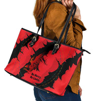 Slovakia Leather Tote Bag with Red Black Falcon Claw No Mercy Spirit