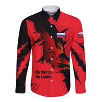 Slovakia Long Sleeve Button Shirt with Red Black Falcon Claw No Mercy Spirit