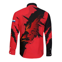 Slovakia Long Sleeve Button Shirt with Red Black Falcon Claw No Mercy Spirit