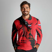 Slovakia Long Sleeve Polo Shirt with Red Black Falcon Claw No Mercy Spirit