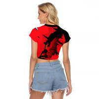 Slovakia Raglan Cropped T Shirt with Red Black Falcon Claw No Mercy Spirit
