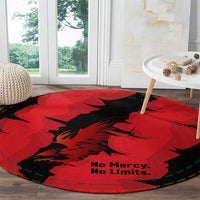 Slovakia Round Carpet with Red Black Falcon Claw No Mercy Spirit