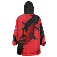 Slovakia Wearable Blanket Hoodie with Red Black Falcon Claw No Mercy Spirit