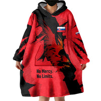 Slovakia Wearable Blanket Hoodie with Red Black Falcon Claw No Mercy Spirit
