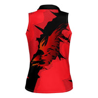 Slovakia Women Sleeveless Polo Shirt with Red Black Falcon Claw No Mercy Spirit