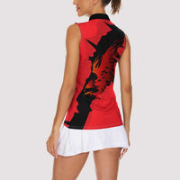 Slovakia Women Sleeveless Polo Shirt with Red Black Falcon Claw No Mercy Spirit
