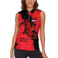 Slovakia Women Sleeveless Polo Shirt with Red Black Falcon Claw No Mercy Spirit