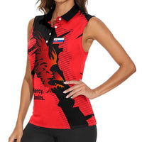Slovakia Women Sleeveless Polo Shirt with Red Black Falcon Claw No Mercy Spirit