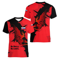 Slovakia Women V-Neck T-Shirt with Red Black Falcon Claw No Mercy Spirit